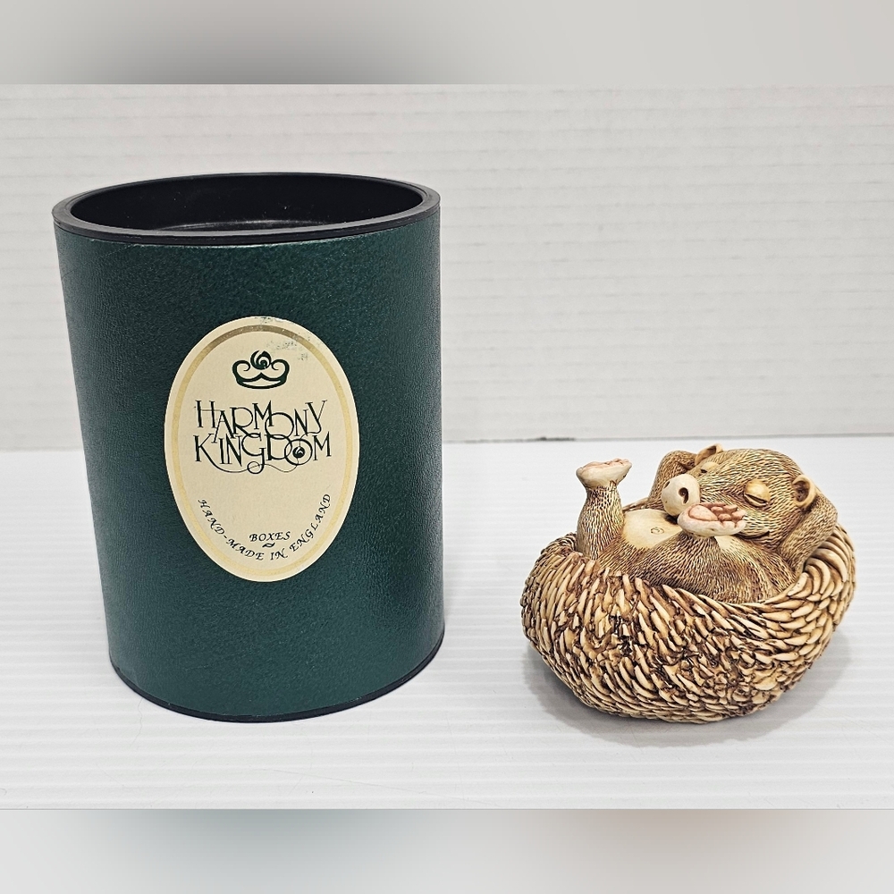 Harmony Kingdom "Sunnyside Up" Hedgehog Trinket Box With Box England Vtg 1991